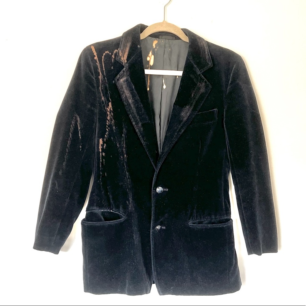 Velvet Fitted Dark Blue Blazer
